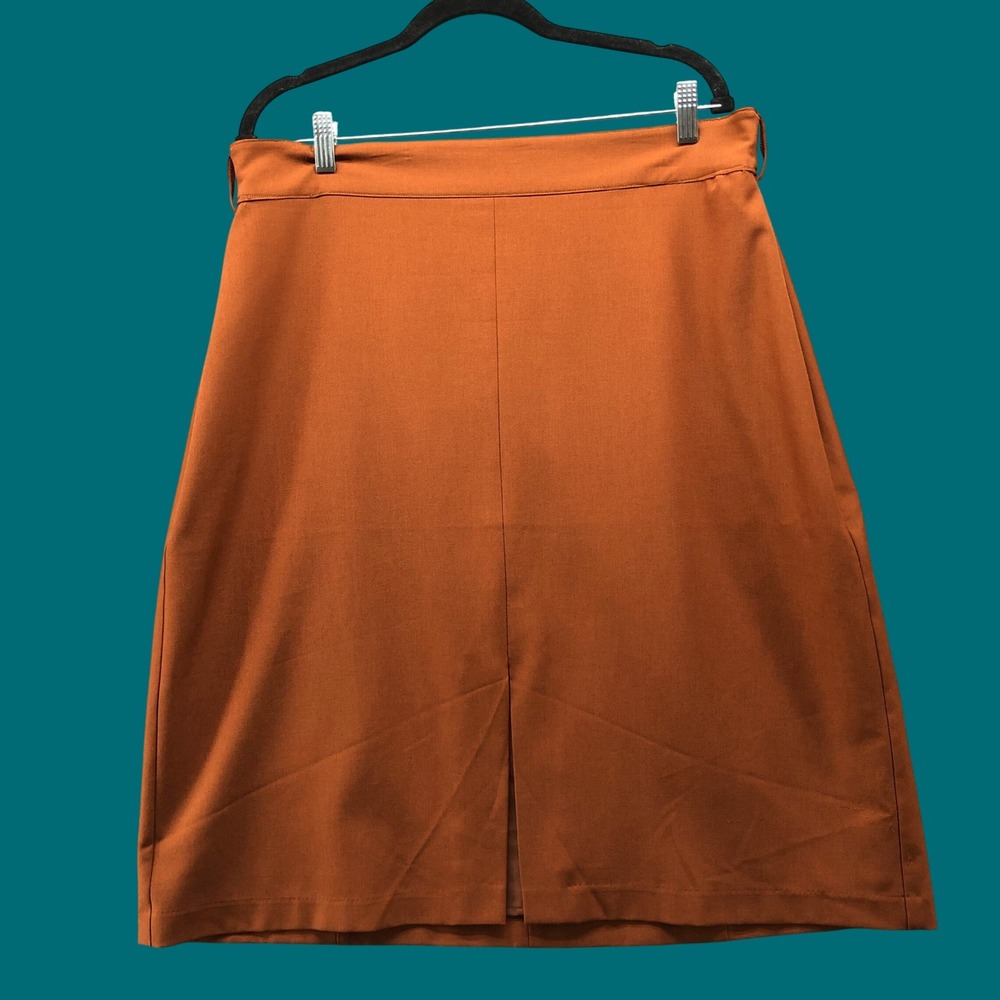 Banana Republic Tailored Pencil Skirt Rust Terracotta Front Slit Size 18 Office